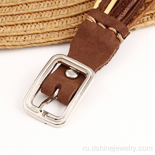 Пользовательские кожаные браслеты простые соткан браслет натуральной кожи